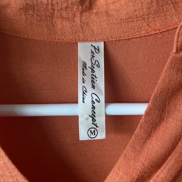 Per Seption Concept Orange Button Down Top - Picture 4 of 6